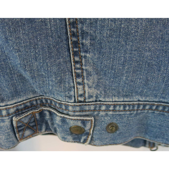 ABERCROMBIE Hooded Jean Jacket Size XL Girls Zipper Pockets Denim Blue - Picture 10 of 14